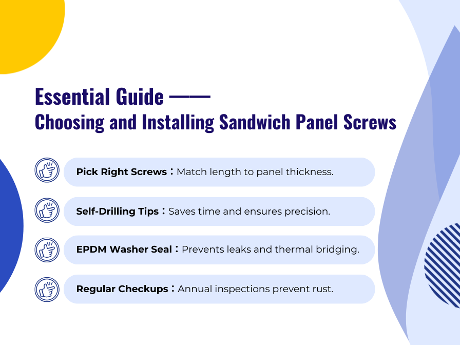 Sandwich Panel Screw Tips－Choosing and Installing Metal Roof Self Drilling Screws