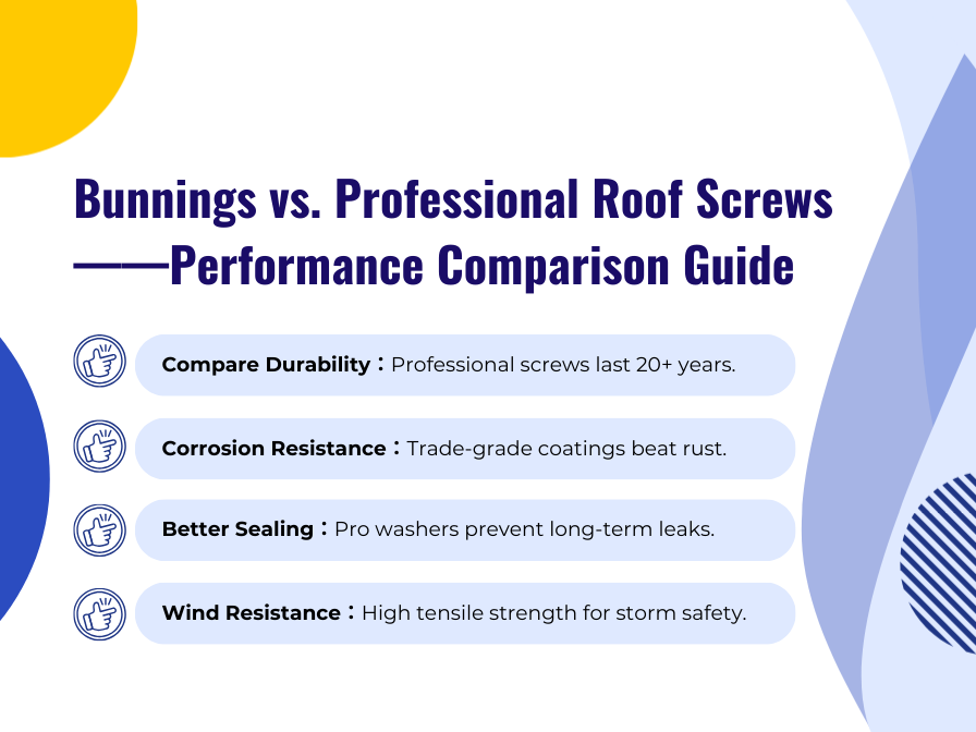 Bunnings Roof Screws vs Professional Roof Screws: Which to Use?