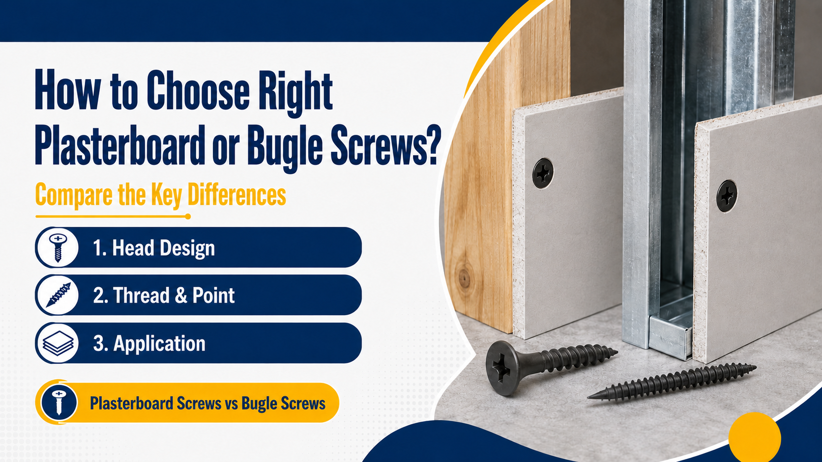 How to Choose Right Plasterboard or Bugle Screws?
